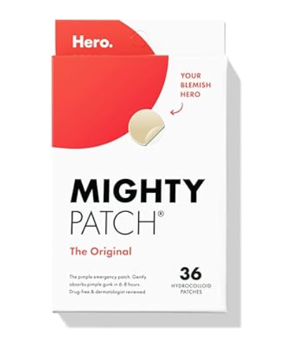 Mighty Patch™ Original patch from Hero Cosmetics – Hydrocolloid Acne Pimple Patch for Covering Zits and Blemishes in Face and Skin, Vegan-friendly and Not Tested on Animals (36 Count)